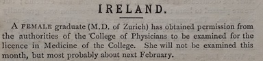 The admission of Dr Eliza Dunbar